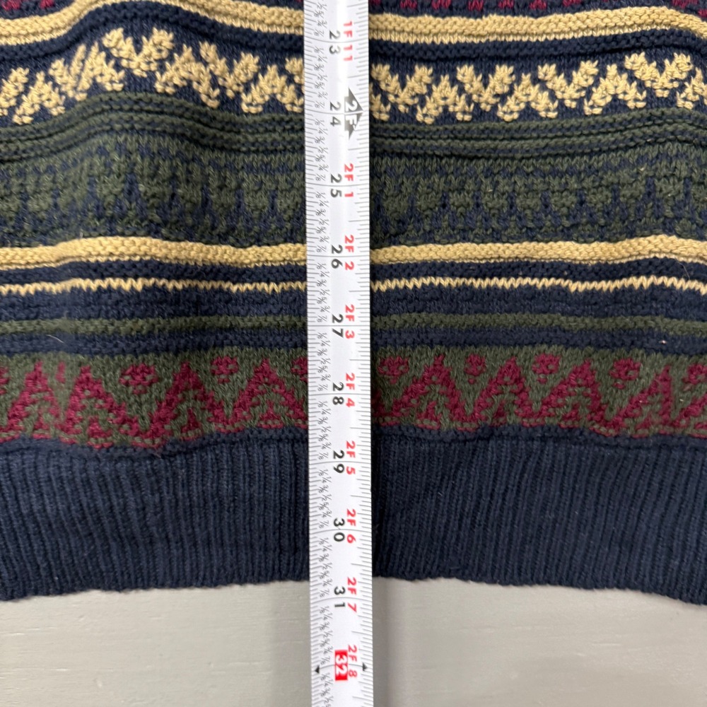 Vintage Peconic Bay Traders Henley Sweater Multi Striped Geometric Knit Large - Picture 4 of 5
